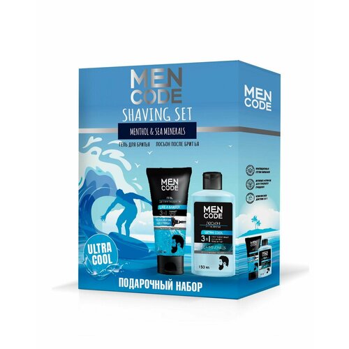 Подарочный набор MEN CODE SHAVING SET: Гель для ультраточного бритья LIKE A BARBER 150 мл + Лосьон после бритья ULTRA COOL 150 мл 4752171018358