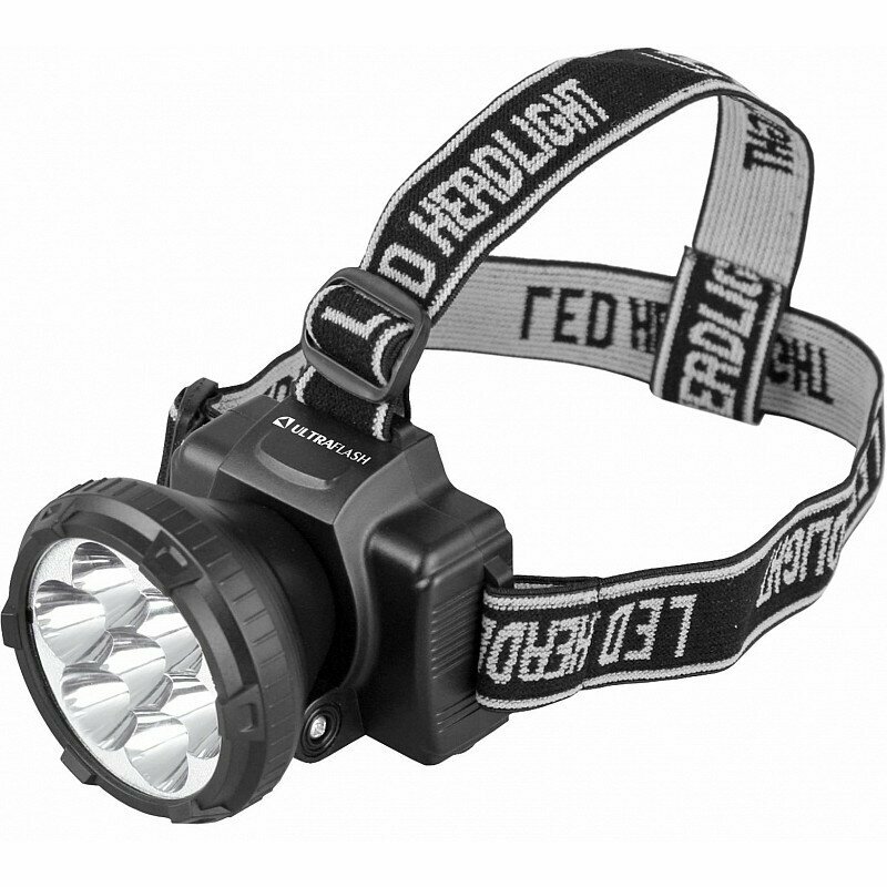 Ultraflash LED5362 (фонарь налобн. аккум. 220В, черный, 7LED, 2 реж, пласт, бокс), цена за 1 шт.