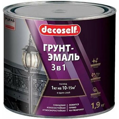 Грунт эмаль 3 в 1 Пуфас Decoself 1.9 кг зеленая глянцевая