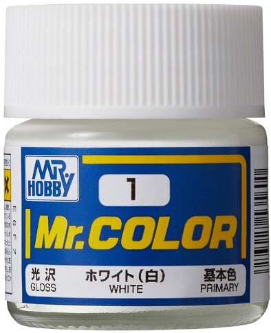Краска акриловая на специальном разбавителе MR.HOBBY Mr.Color White, глянцевая 10 мл.