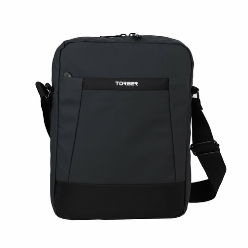 Сумка кросс-боди Torber T8000, фактура гладкая, серый, черный