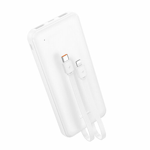 Аккумулятор внешний HOCO J118, Speed energy, 10000mAh, PD20W, кабель 8 pin, Type-C, цвет: белый