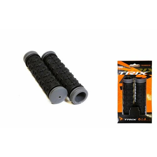фото Грипсы trix , резиновые, 130мм, 2-х компонентные, черные с серым кантом