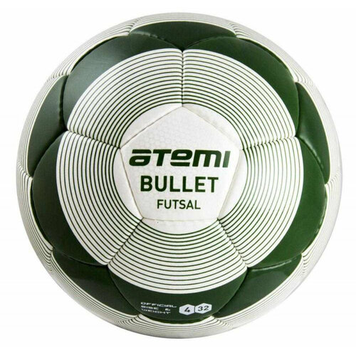 Мяч ATEMI футбольный BULLET FUTSAL, PU, бел/зел, р.4, окруж 62-63