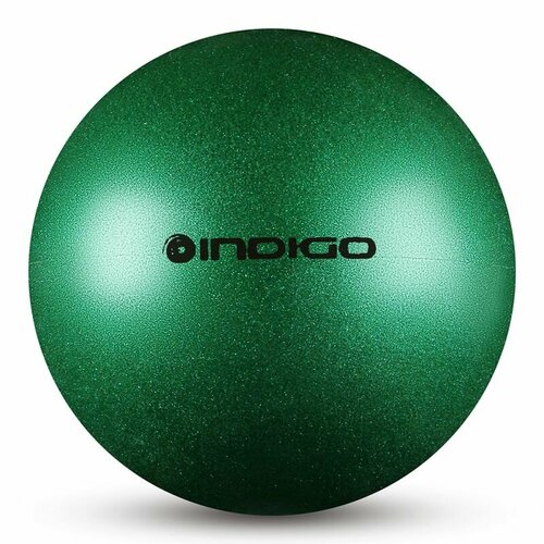 54767-82731 Мяч для художественной гимнастики INDIGO, IN119-GR, диаметр 15 см, ПВХ, зеленый металлик с блестками