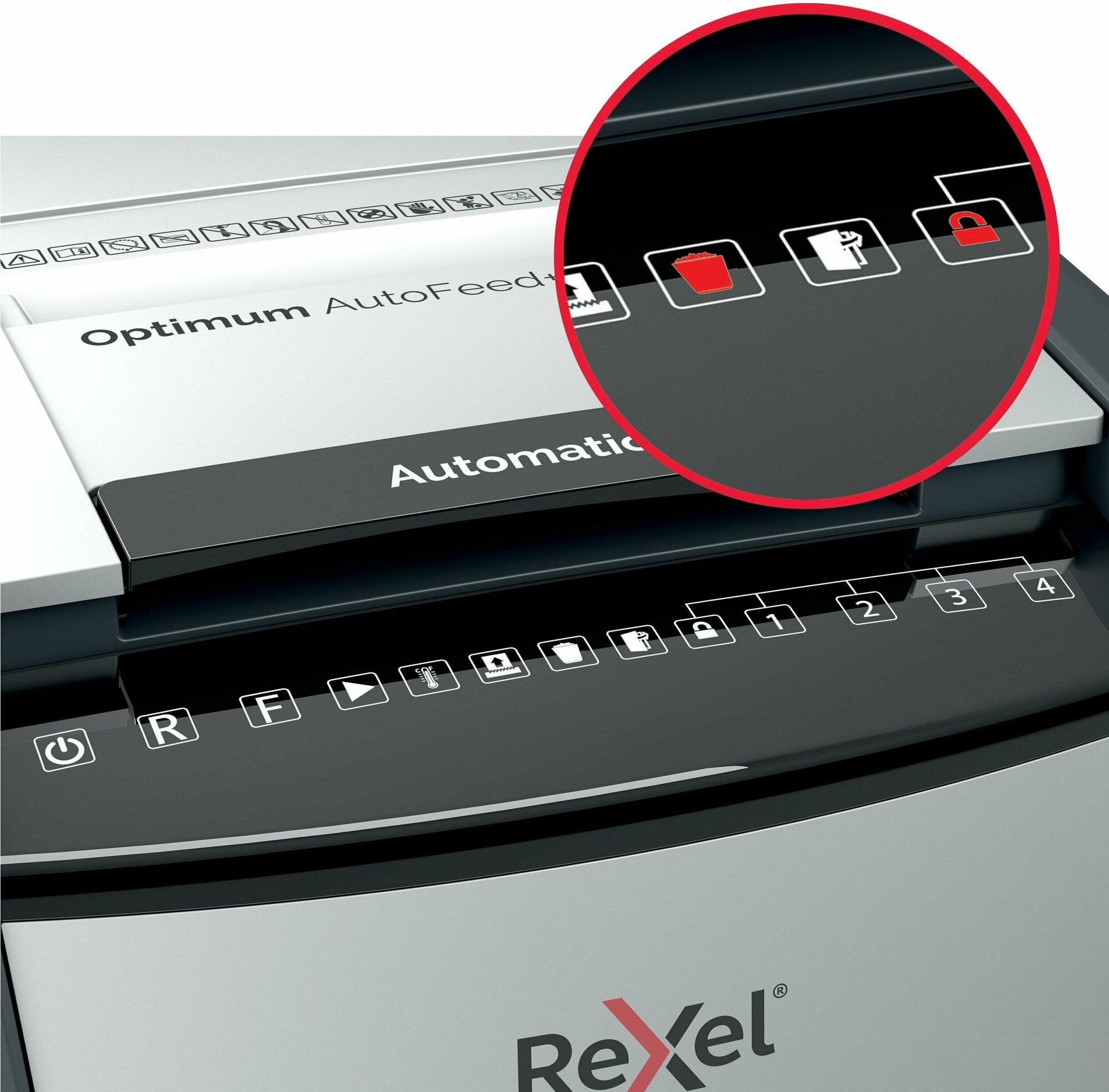 Уничтожитель бумаг REXEL Optimum AutoFeed 150M, с автоподачей, P-5, 2х15 мм, 150 лист. одновременно, 44л [2020150meu] - фото №9