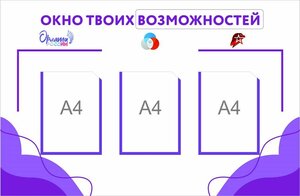 Стенд "Орлята окно твоих возможностей" размер 1000 х 720 пластик 3 мм карман а4 3 шт