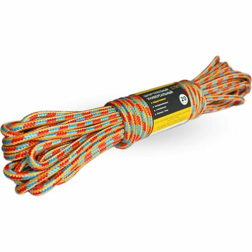 Шнур веревка ТПК Сигма плетенный универсальный с сердечником, диаметр 10 мм. Моток 20 м ШС17