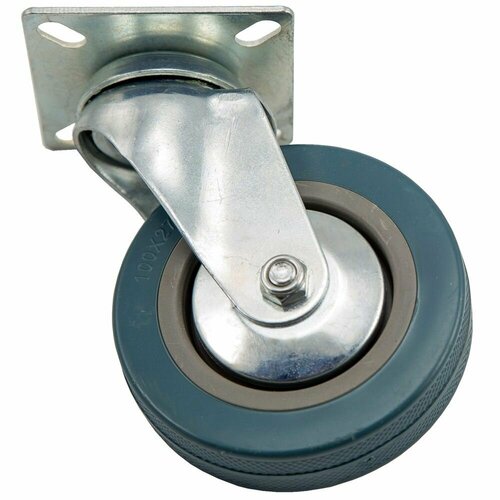 Опора колесная поворотная SCF100, d100, серая литая резина (65 кг)