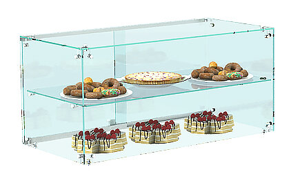 Настольная мини - витрина для выпечки и кондитерских изделий с раздвижными дверками №1-900