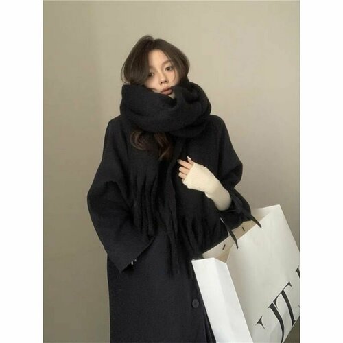 фото Шарф ,175х40 см, универсальный, черный нет бренда