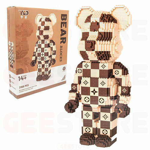 Конструктор Шахматный медведь Bearbrick 3168 деталей / совместим с лего / для детей и взрослых / мишка конструктор из миниблоков пластиковый медведь кавс с подсветкой 3168 деталей совместим с лего для детей и взрослых