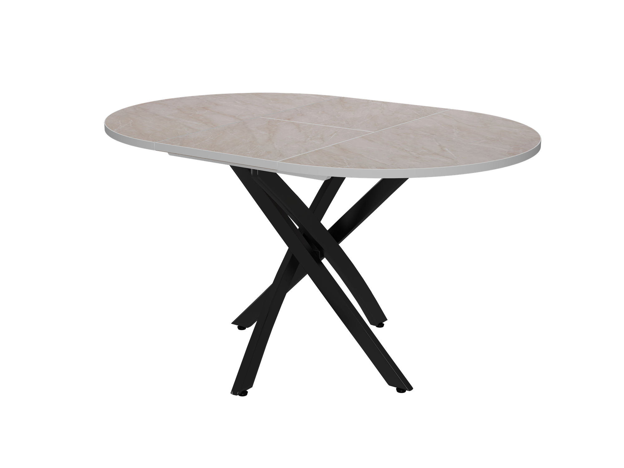 Обеденный стол "норд" раздвижной, (столешница - Мрамор бежевый; опора - черная)