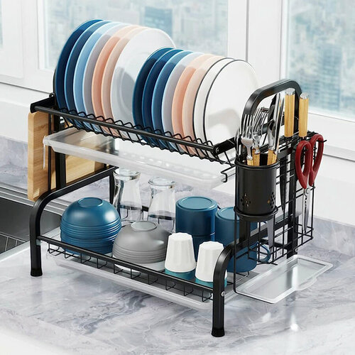 Сушилка для посуды тарелок настольная с поддоном