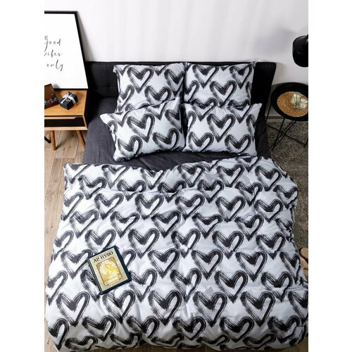 Пододеяльник/1.5 спальный/с клапаном/бязь/145х215/хлопок/Ночь Нежна/Dark love осн.