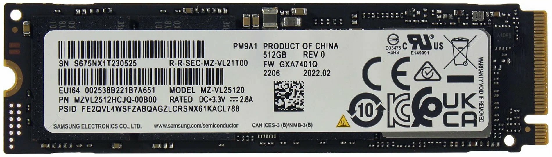 Твердотельный накопитель Samsung 512 ГБ M2 MZVL2512HCJQ-00B00