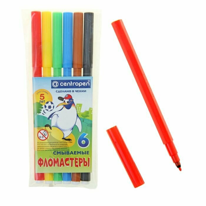 Фломастеры Centropen 6 цв. на блистере - фото №2