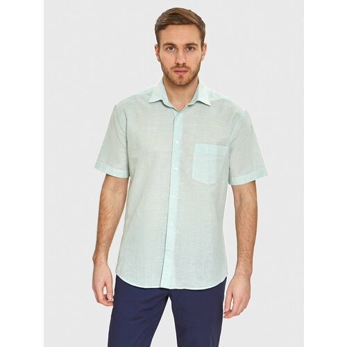 Рубашка KANZLER, размер 38, зеленый рубашка мужская однотонная с коротким рукавом модная повседневная пляжная сорочка гавайская льняная однобортная уличный топ лето