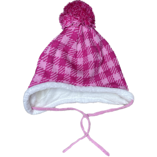 фото Шапка kerry зимняя, шерсть, с помпоном, подкладка, вязаная, размер 50, фуксия, розовый