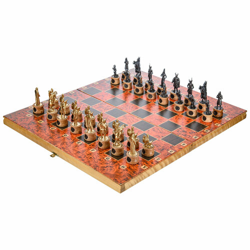 Шахматы с металлическими фигурами Ледовое побоище 60х50 см шахматы со стеклянным полем и оловянными фигурами ледовое побоище 34х34 см