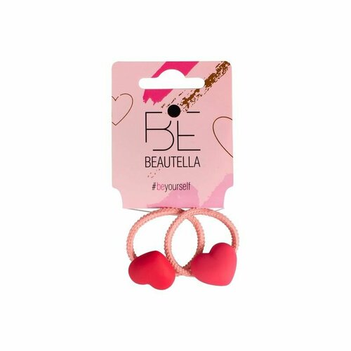 Резинка для волос BEAUTELLA Princess тонкая с декором d 5,0см 2шт. арт. KBH- 17 (СDHA-EBTD-02-02-pink)