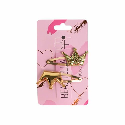 Зажим для волос BEAUTELLA Princess 5,5см 2шт. арт. KBH- 83 (СDHA-HCL-02-07-gold)