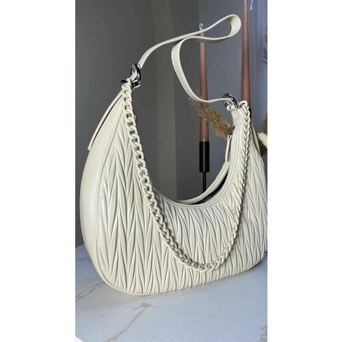 фото Сумка хобо , бежевый, белый нет бренда