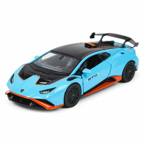 Машина Rastar 1:32 Lamborghini Huracan STO Голубая 64300 машинка детская коллекционная lamborghini huracan sto 1 24 свет звук белая 20 см