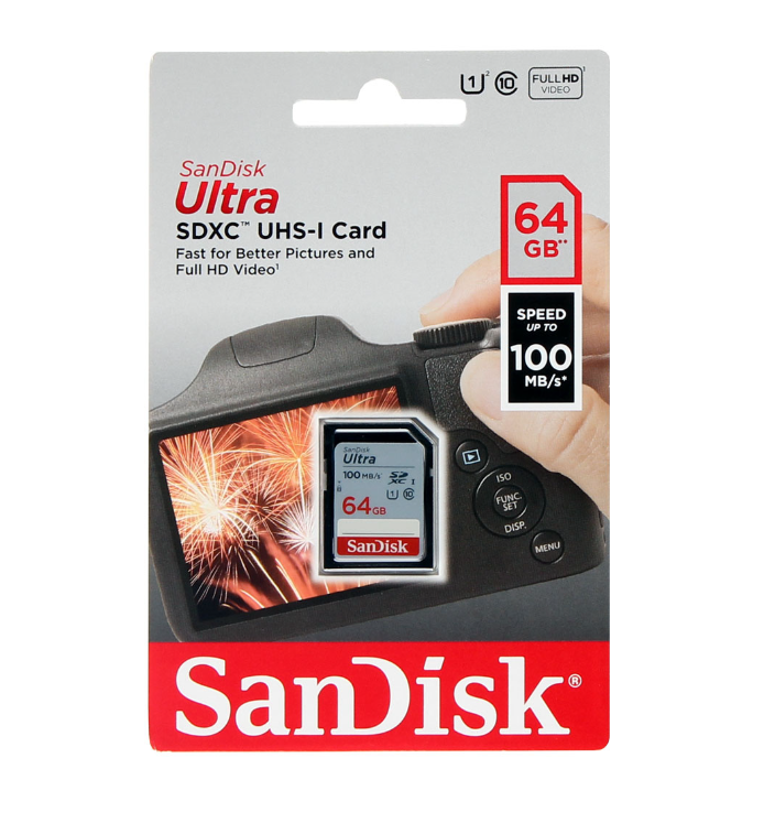 Карта памяти SanDisk Ultra SDXC 64 ГБ 100MB/s U1 Class 10 UHS-I (SDSDUNR-064G-GN6IN)