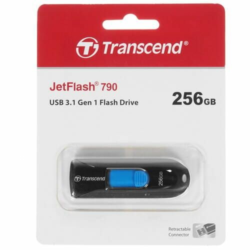 Флешка USB TRANSCEND Jetflash 790 256Гб, USB3.0, черный и синий [ts256gjf790k] - фото №10