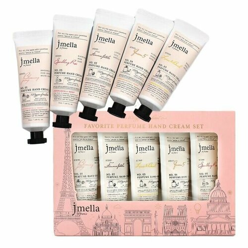 Jmella Набор парфюмированных кремов для рук подарочный In France Favorite Perfume Hand Cream Set 5 шт*50 мл парфюмированный крем для рук jmella in france maison soir perfume hand cream 50 мл