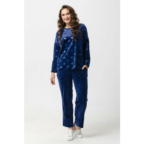 Комплект одежды Оптима Трикотаж, размер 56, синий женский комплект из двух предметов повседневный однотонный костюм свободного покроя с капюшоном и брюками с длинным рукавом осень зима 2021
