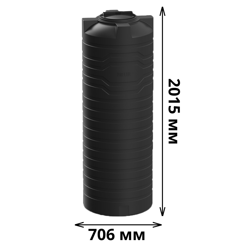 Емкость 700 литров Polimer Group N 700 для воды/ топлива, цвет чёрный - фотография № 2