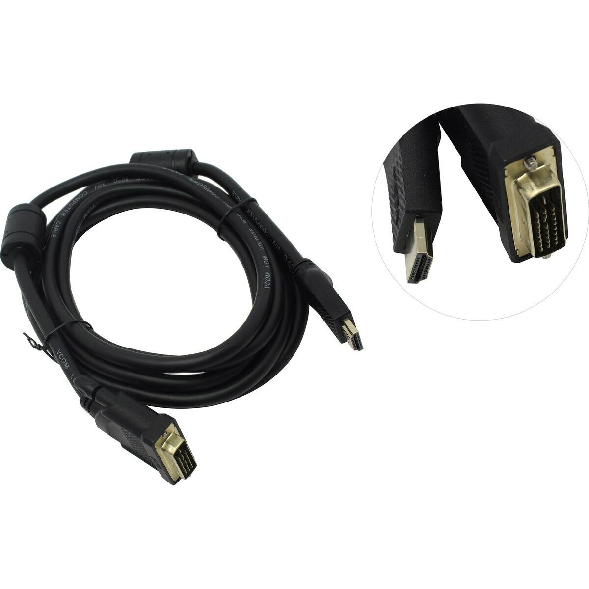 VCOM CG484GD-3M Кабель HDMI AM/DVI(24+1)M, 3м, CU, 1080P@60Hz, 2F, VCOM <CG484G-3M> - фото №1