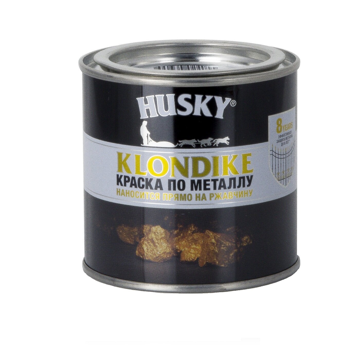 Краска по металлу с молотковым эффектом черная (0,25л;6шт) HUSKY-KLONDIKE