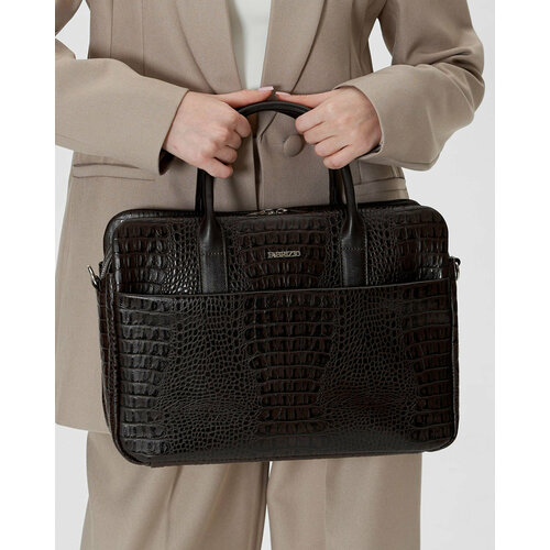 Сумка тоут FABRIZIO CLUB фактура под рептилию коричневый 13000₽