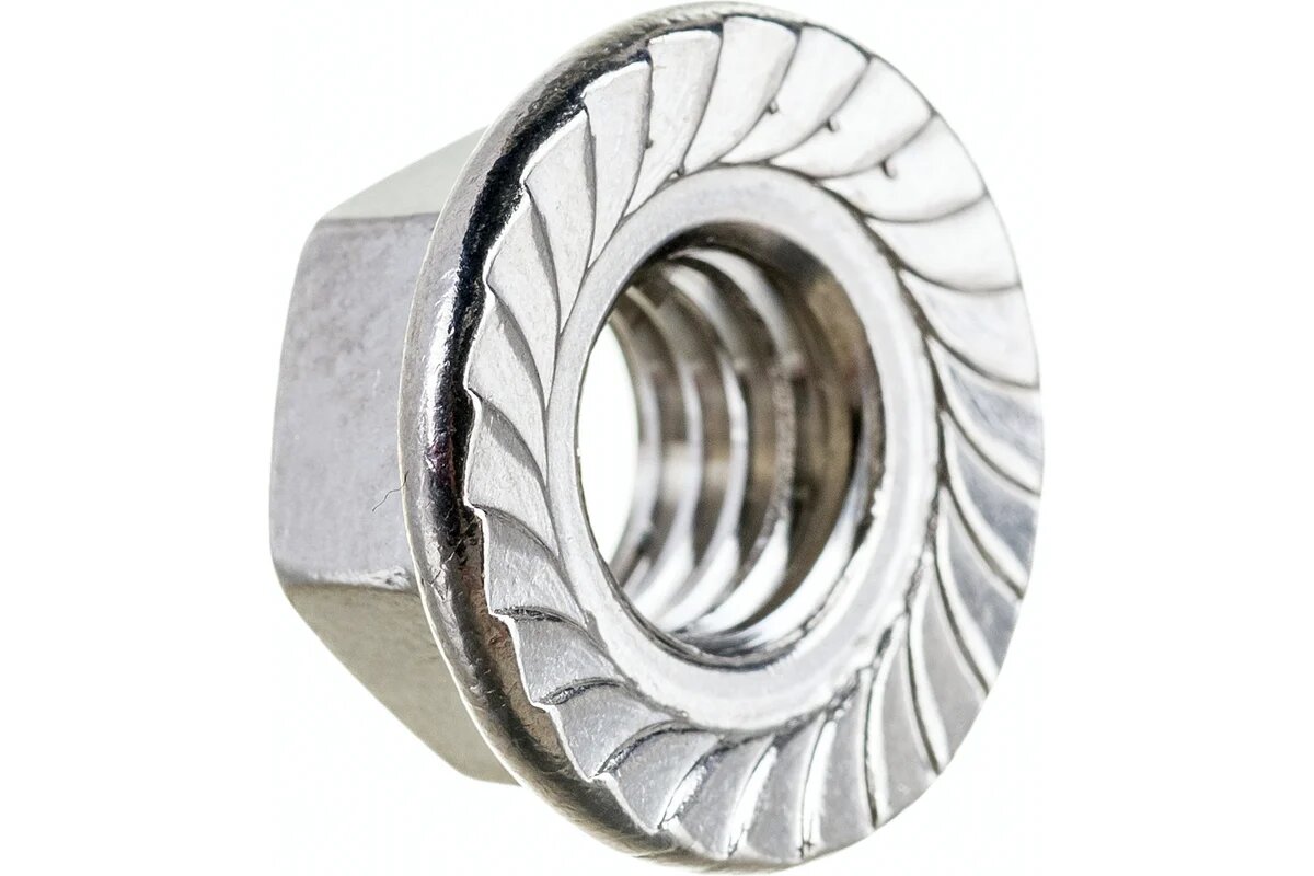 DINFIX Гайка шестигранная с фланцем с насечками ДИН 6923 А2 нерж M 10 (5 шт) 00-0004873