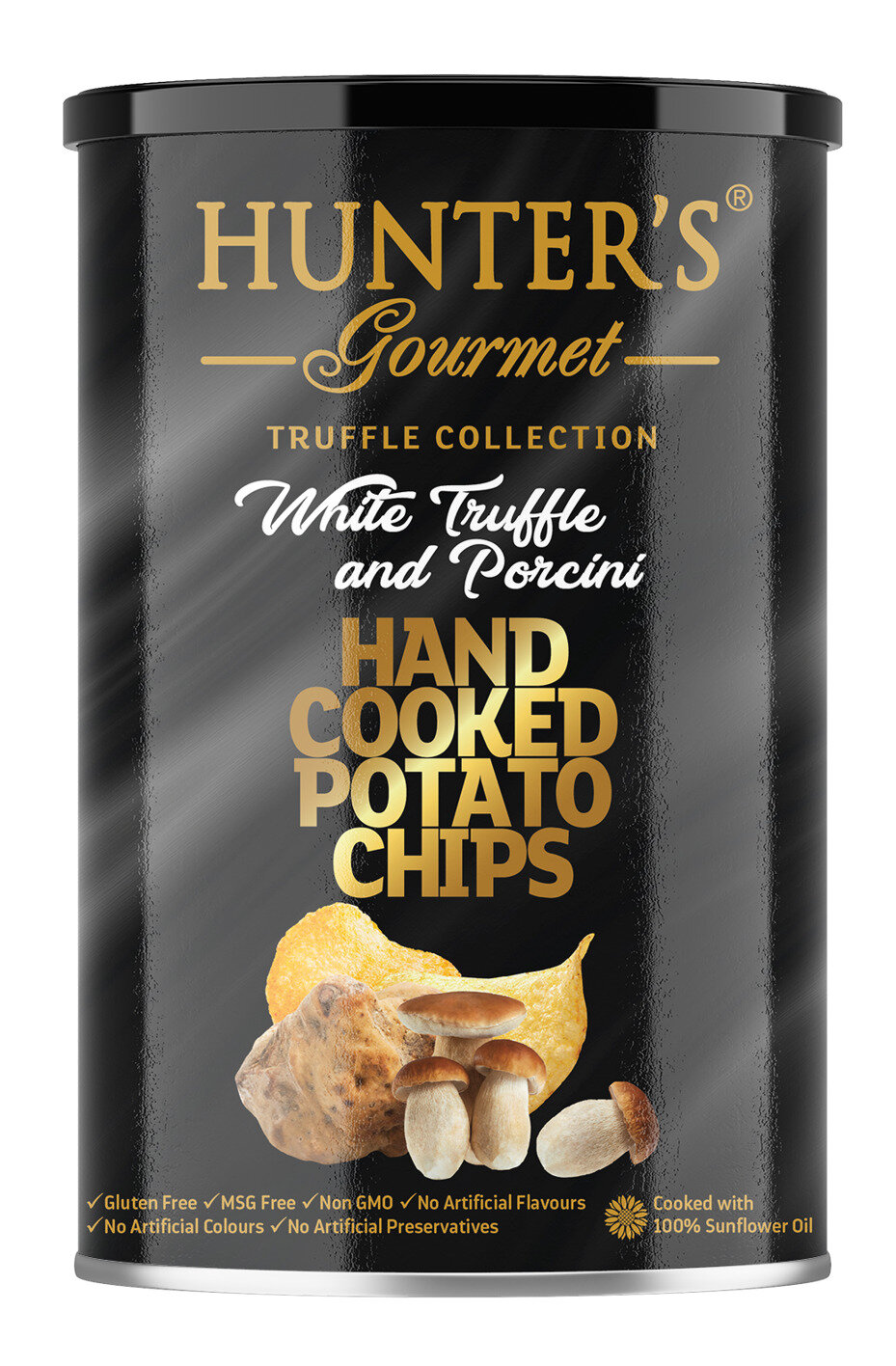 Чипсы картофельные Hunter s Gourmet (Белый Трюфель и Белый Гриб)150г, банка