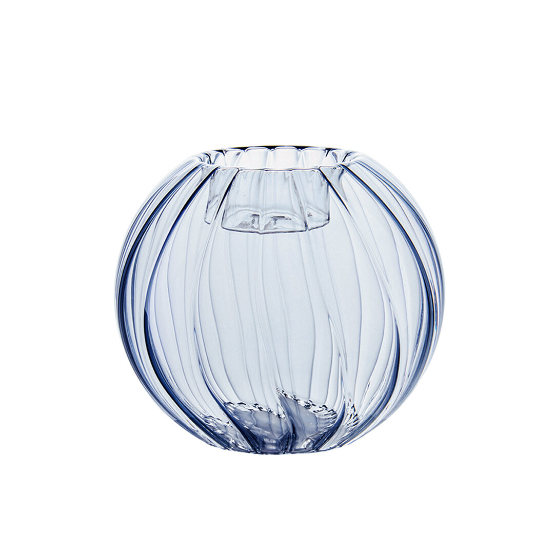 Декоративный подсвечник из цветного стекла 107 мм голубой