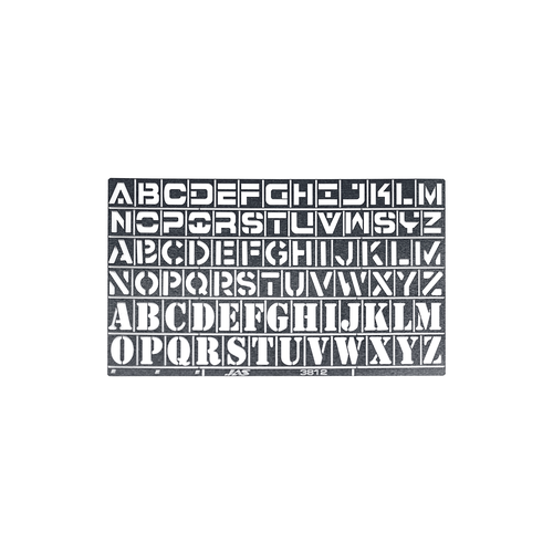 3812 JAS Трафарет с буквами латинского алфавита, 78 символов.
