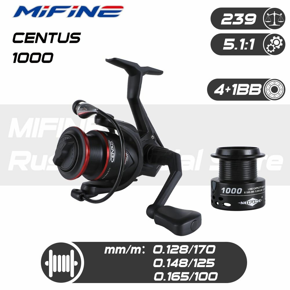 Катушка рыболовная MIFINE CENTUS 1000F 4+1 подшипник спиннинг/фидер