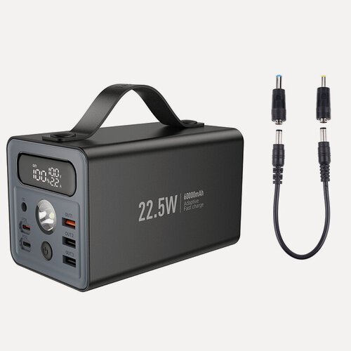 Изображение товара Портативная зарядная станция Hoco Distant J138, 60000 mAh, DC12V / PD20W / SCP22.5W + LED фонарь, Черный