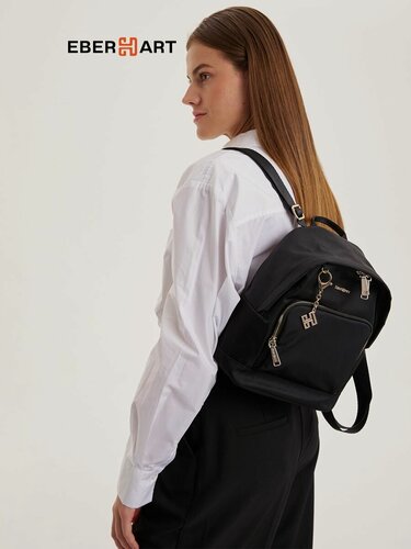 Изображение товара Городской маленький рюкзак для ручной клади Eberhart Backpack, нейлон, черный, 23*12.5*28 см, 0.4 кг, 7.84 л