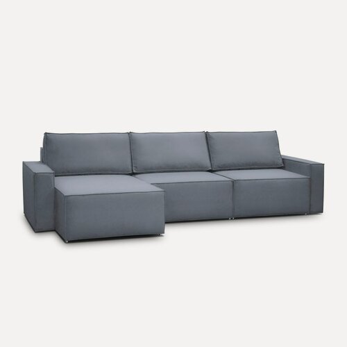 Изображение товара Угловой диван-кровать "Росмебель Лофт", еврокнижка, модульный, ящик для белья, размер 3,45х155х0,95, светло-серый