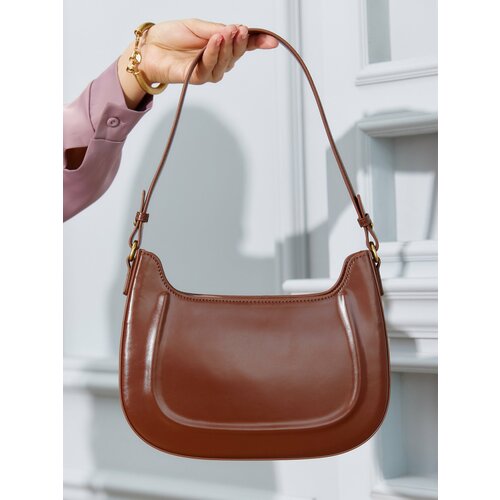 Сумка багет Daniele Riccardi, фактура гладкая, коричневый