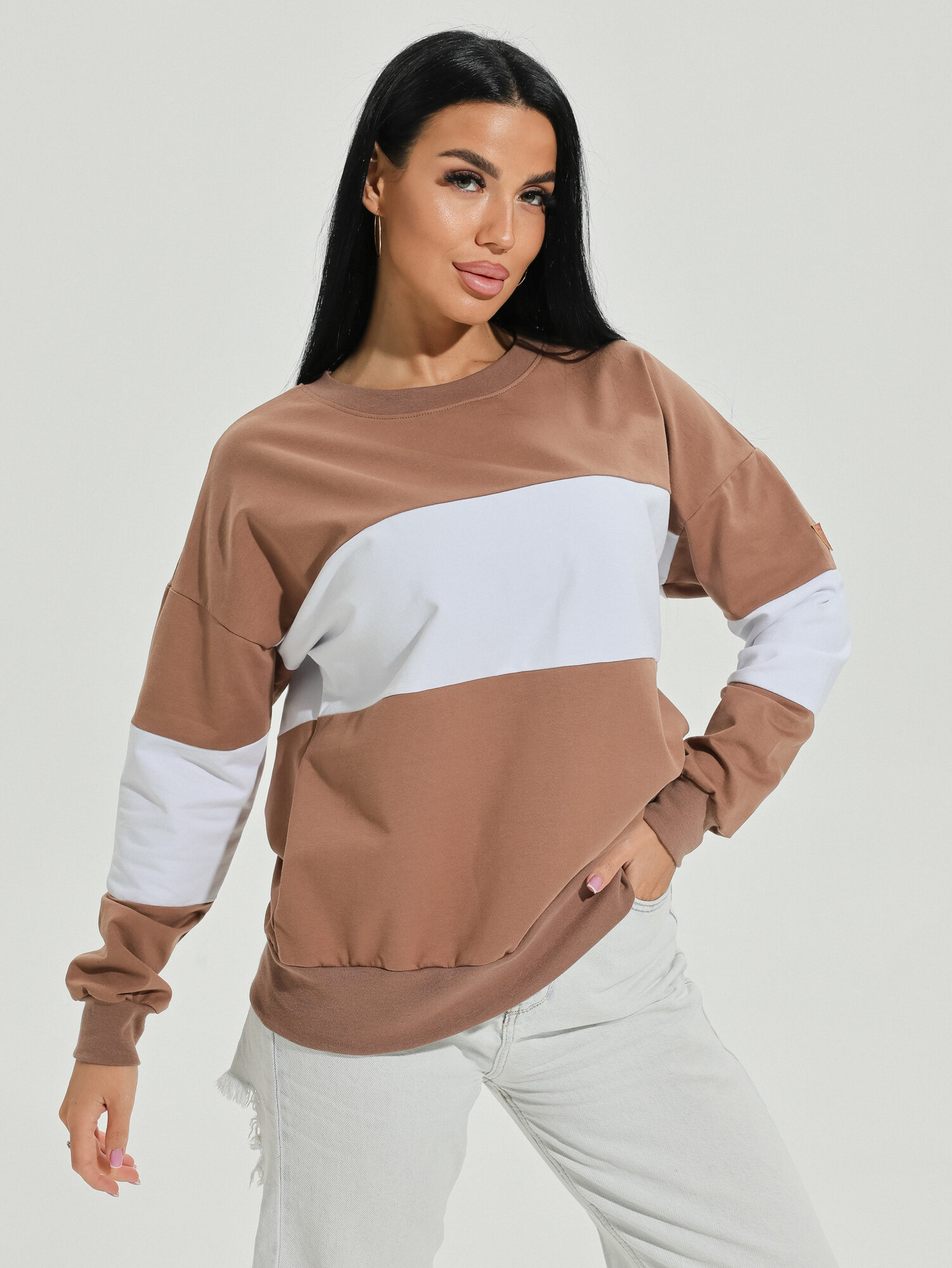 Свитшот LOVETEX.STORE, размер 54, , кофе