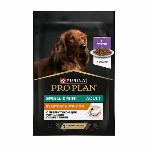 Влажный корм Pro Plan Everyday Nutrition для взрослых собак мелких и карликовых пород, с уткой в соусе, 85 г x 26 шт.