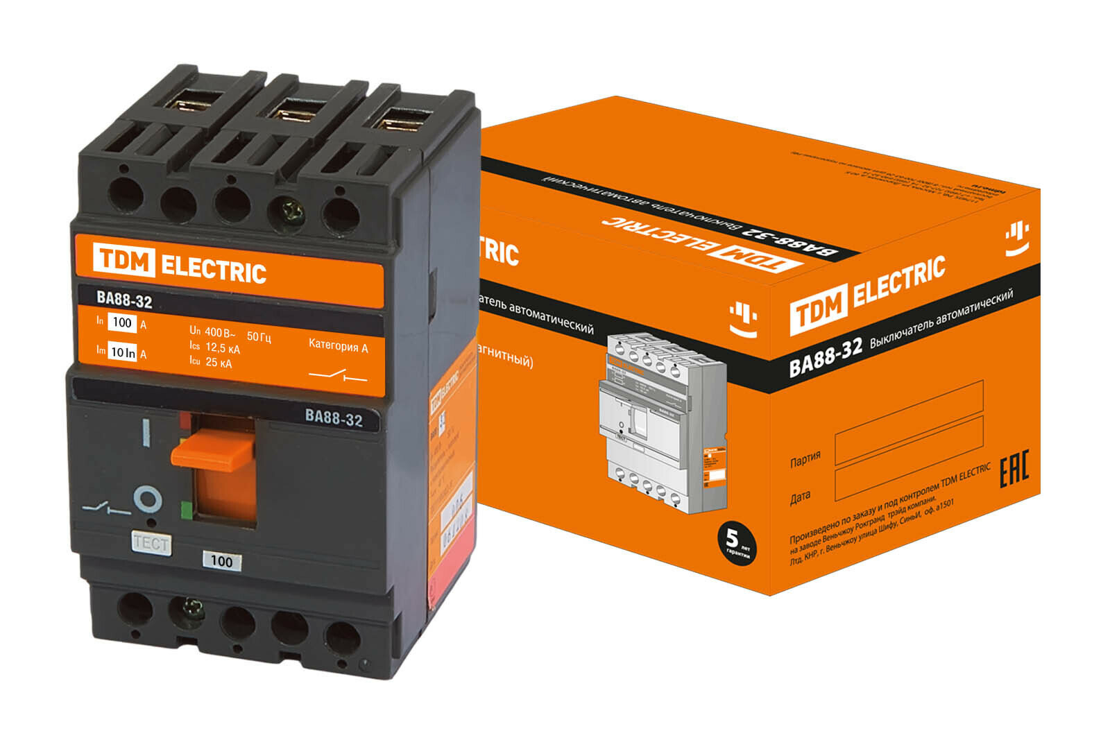 Автоматический выключатель ВА88-32 3Р 100А 25 кА TDM Electric