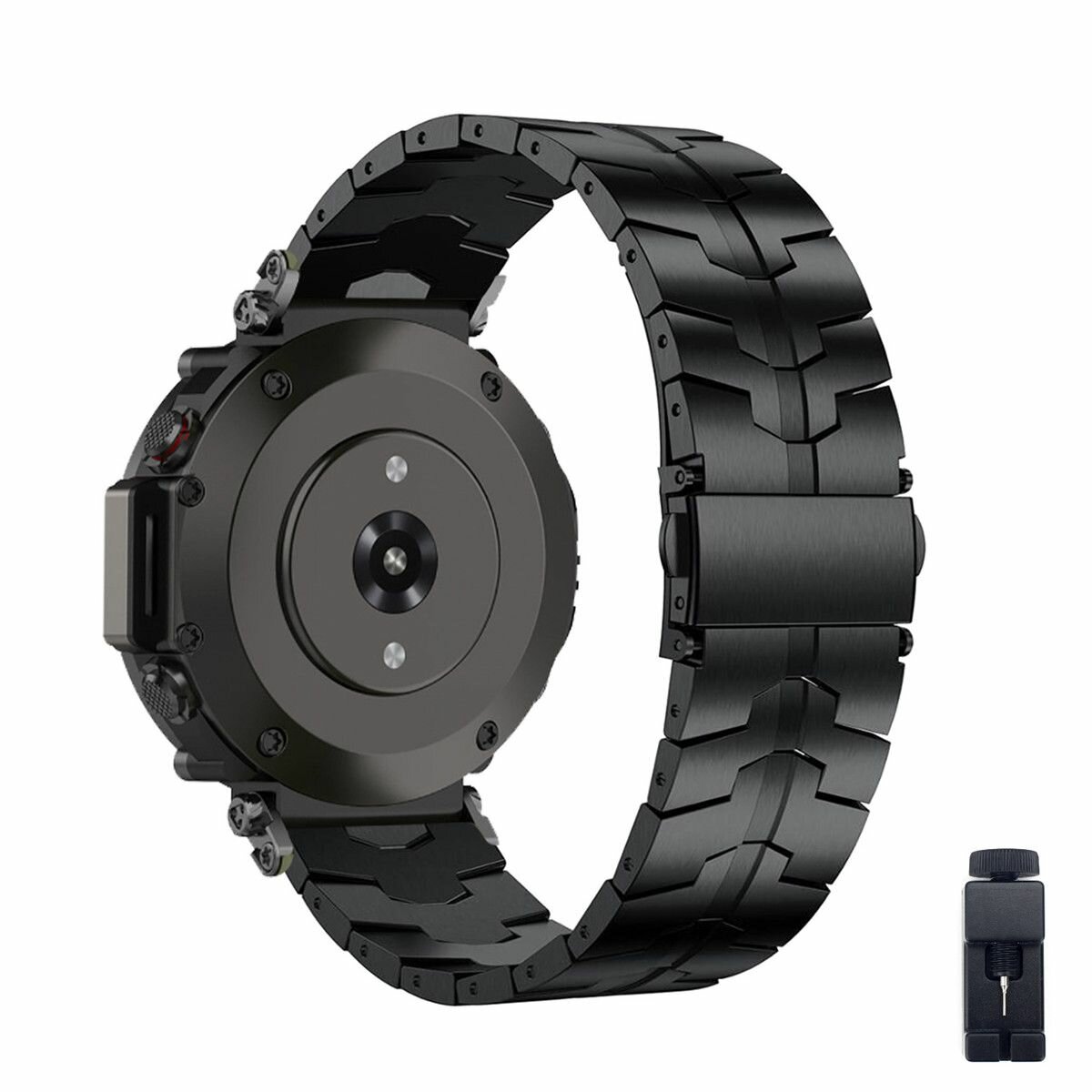 Ремешок MyPads для Amazfit T-Rex Ultra, металлический с блочной инкрустацией из нержавеющей стали