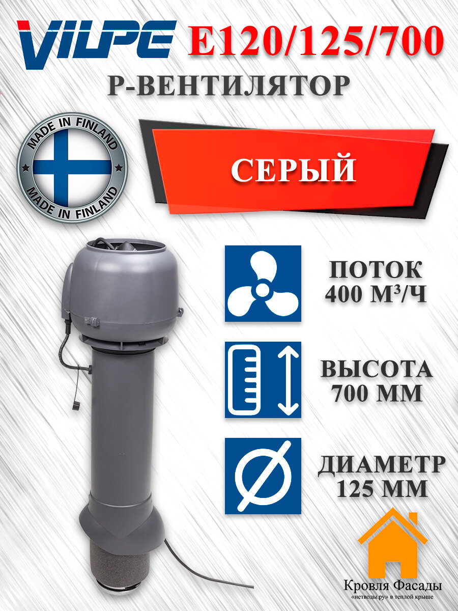 Вентилятор E120 P/125/700 Vilpe серый